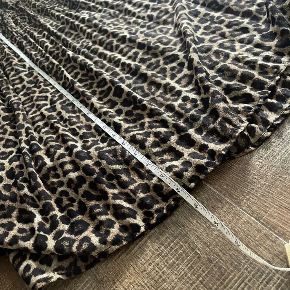Michael Kors Women's Cold Shoulder Long Sleeves Leopard Print Maxi Dress Size XL